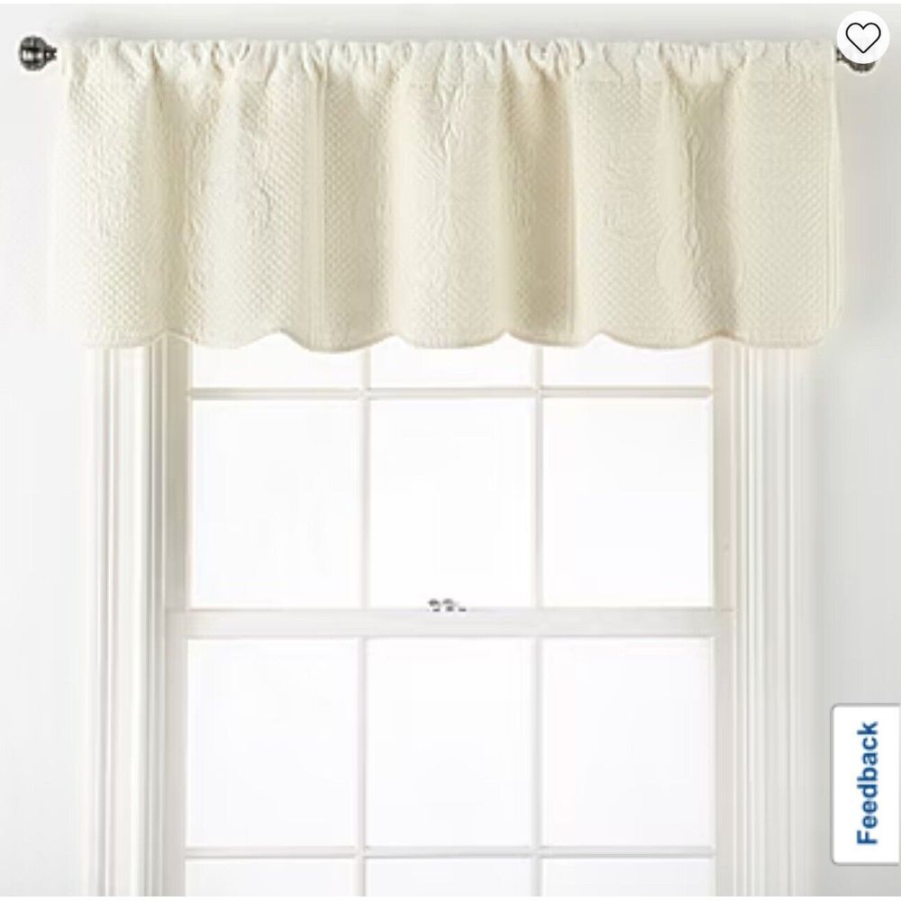 New Hudson & Main Audrey Rod Pocket‎ Scallop Valance 18 in x 60in Ivory MSRP $80